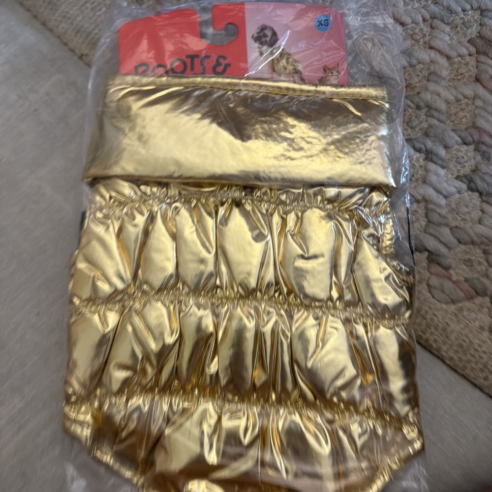 Boots & Barkley Dog Vest Gold Puffer Fleece Lined Warm Winter Pet Jacket XS